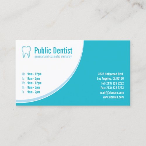 Modern Blue Dental Care Dentist Tooth Logo Business Card