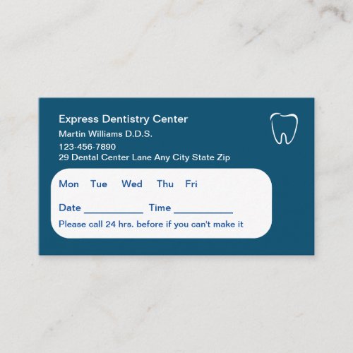Modern Blue Dentist Office Appointment Cards