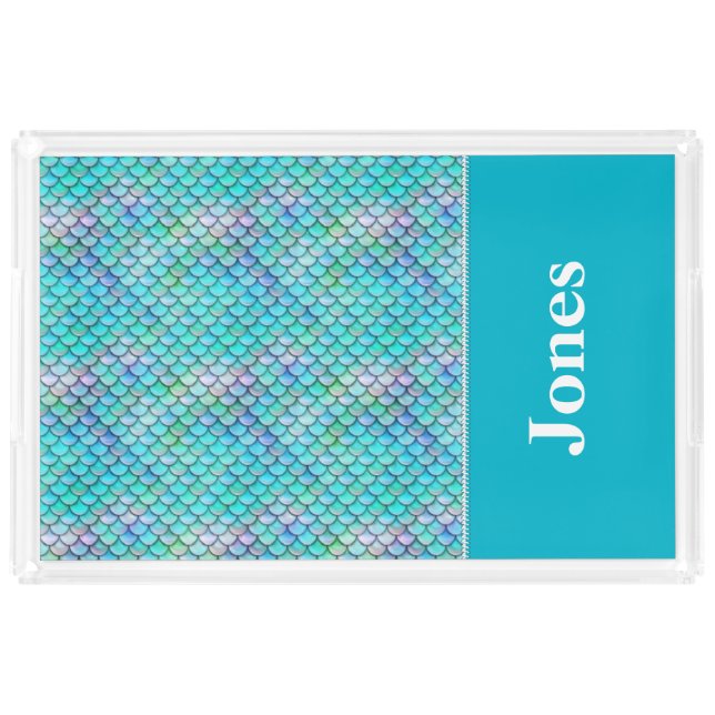 Modern Blue Designer Custom Acrylic Serving Trays (Front)