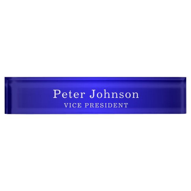 Modern Blue Desk Name Plate (Front)