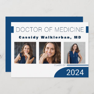 Modern Blue Doctor Photo Graduation Announcement