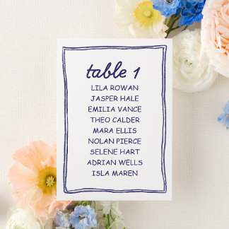 Modern Blue Doodle Wedding Seating Chart Card