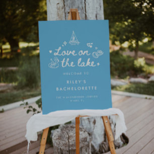 Modern Blue Doodles Lake Bachelorette Welcome Foam Board