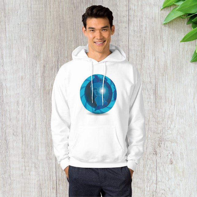 Modern Blue Earth Globe World Map Hoodie (Creator Uploaded)