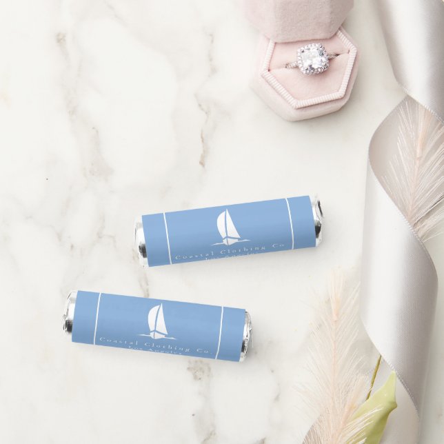 Modern Blue Elegant Boat Coastal Company Breath Savers® Mints (Wedding)