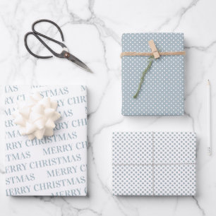 Modern blue elegant polka dot Christmas Wrapping Paper Sheets