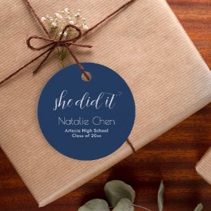 Modern Blue Elegant Typography Graduate Favor Tags