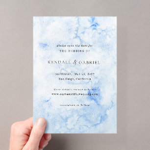 Modern Blue Elegant Wedding Save the Date