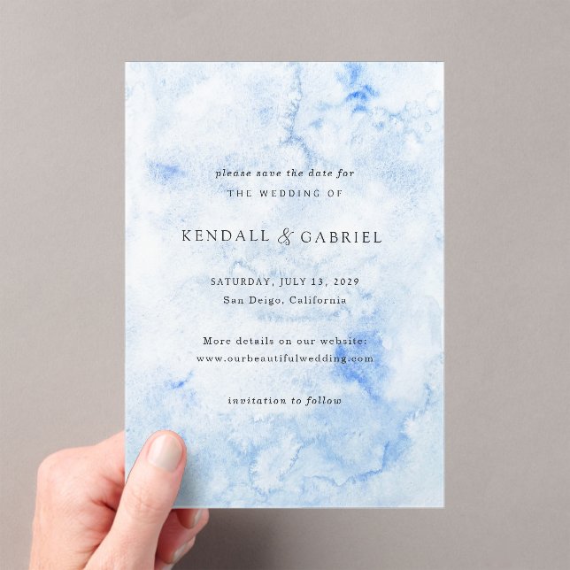 Modern Blue Elegant Wedding Save the Date (Insitu (Handheld))