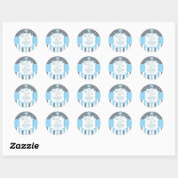 Modern Blue Elephant Baby Shower Sticker Set