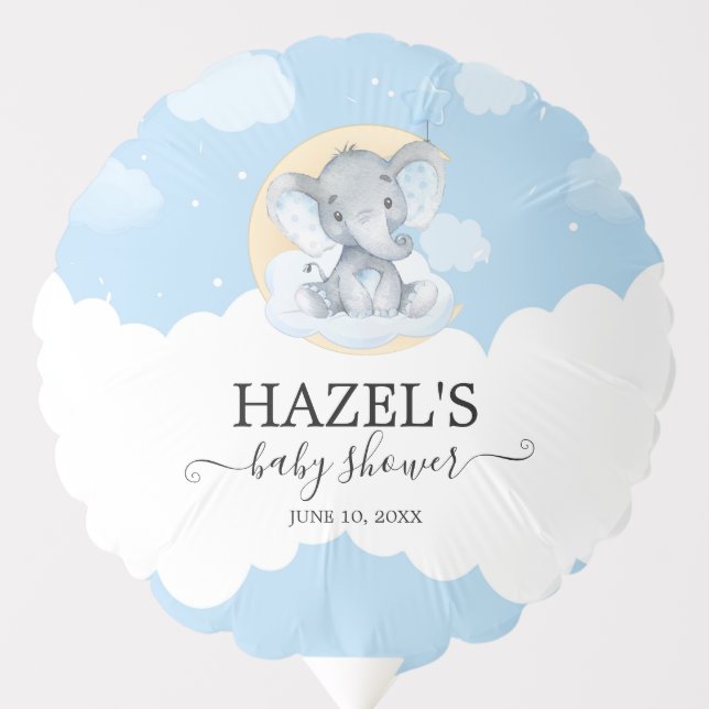 Modern Blue Elephant Boy Little Peanut Baby Shower Balloon (Front)