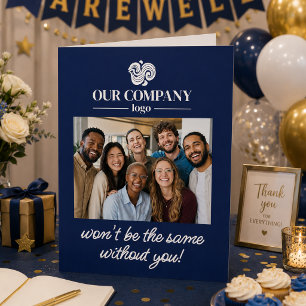 Modern Blue Employee Photo Farewell Retirement Card