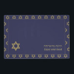 Modern Blue | Enjoy Your Meal | STAR OF DAVID Placemat<br><div class="desc">Modern dark blue STAR OF DAVID Table Placemats, showing with faux gold Star of David in a tiled pattern. Near the bottom, there is a larger single Star of David, plus text that reads ENJOY YOUR MEAL in English and Hebrew text. These are CUSTOMIZABLE so you can PERSONALIZE with your...</div>