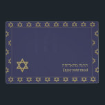 Modern Blue | Enjoy Your Meal | STAR OF DAVID Placemat<br><div class="desc">Modern dark blue STAR OF DAVID Table Placemats, showing with faux gold Star of David in a tiled pattern. Near the bottom, there is a larger single Star of David, plus text that reads ENJOY YOUR MEAL in English and Hebrew text. These are CUSTOMIZABLE so you can PERSONALIZE with your...</div>