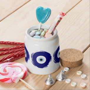 Modern Blue Evil Eye Good luck & Protection Symbol Candy Jar