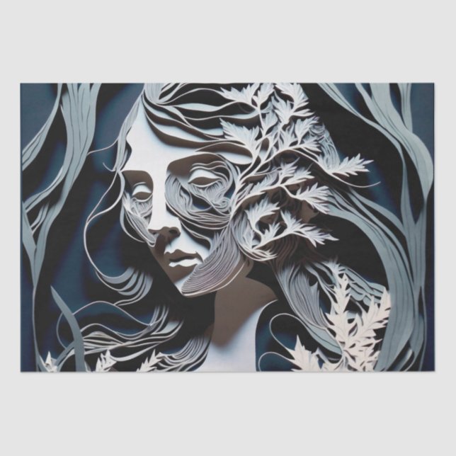 Modern Blue Fairy tale Futuristic Woman Tissue Paper (Front)