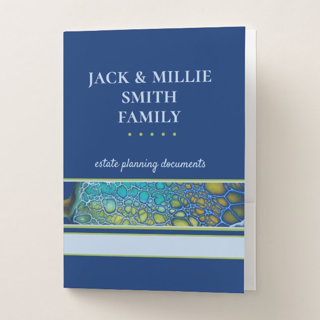 Modern Blue Family Estate Planning Pocket Folder (Front)