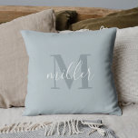 Modern Blue Family Name Monogram Throw Pillow<br><div class="desc">Custom-designed throw pillow featuring personalized family name monogram design.</div>