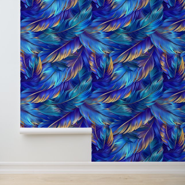 Modern blue feathers  wallpaper  (Application)