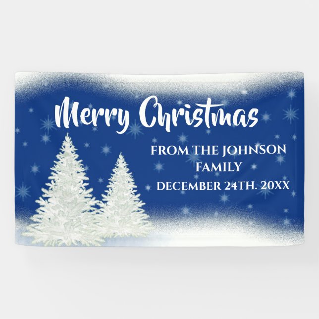 Modern Blue Fir Tree Christmas  Banner (Horizontal)