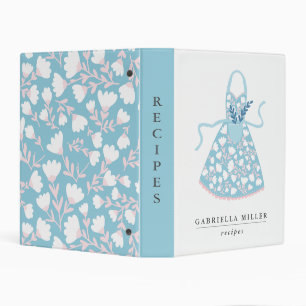 Modern Blue Floral Apron Avery Mini Binder