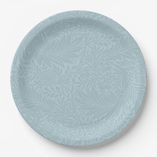 Modern Blue Floral Botanical Paper Plates (Front)