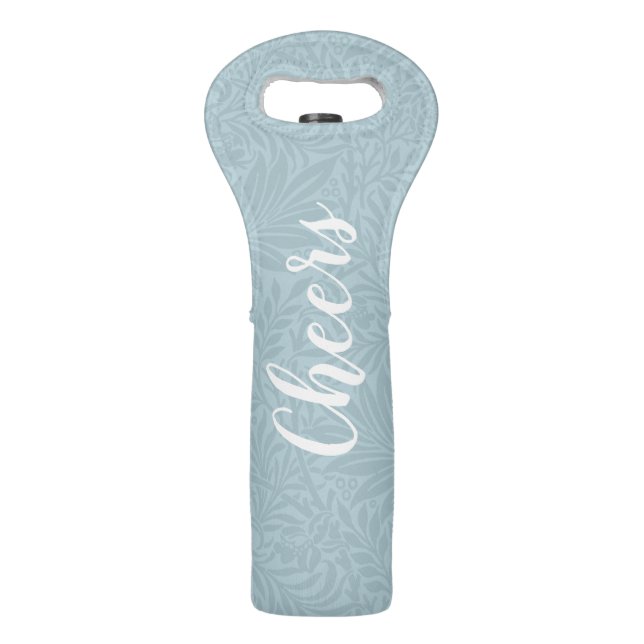 Modern Blue Floral Botanical Wine Bag (Front)