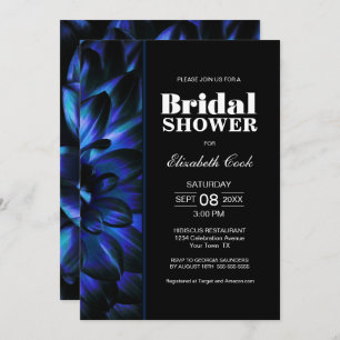 Modern Blue Floral Bridal Shower Invitation