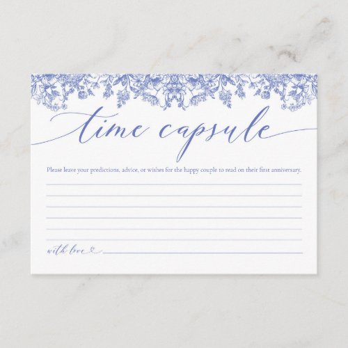 Modern Blue Floral Bridal Shower Time Capsule Card