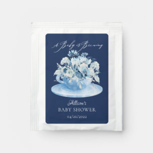 Modern Blue Floral Floral Baby Shower Tea Bag Drin Drink Mix