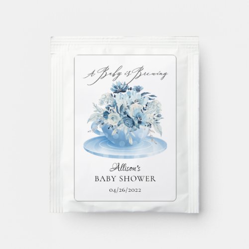 Modern Blue Floral Floral Baby Shower Tea Bag Drink Mix