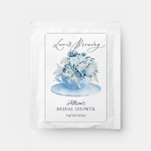 Modern Blue Floral Floral Bridal Shower  Tea Bag D Drink Mix