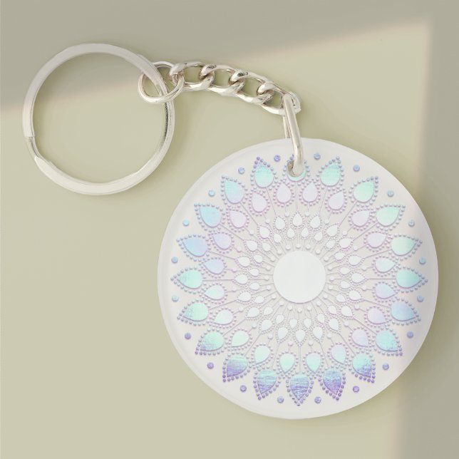 Modern Blue Floral  Lotus Mandala Keychain (Creator Uploaded)