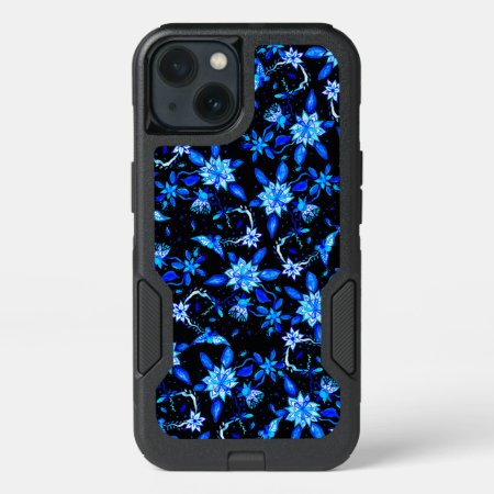 Modern Blue Floral Paisley Watercolor Pattern Iphone 13 Case