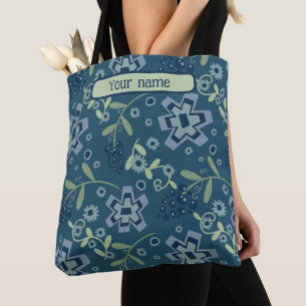 Modern Blue Floral Pattern Inspirivity tote