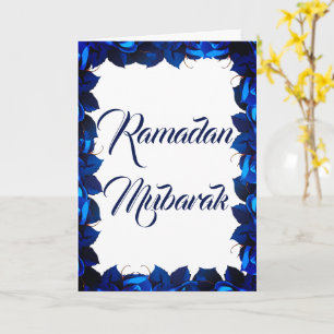 Modern Blue Floral Ramadan Mubarak Card