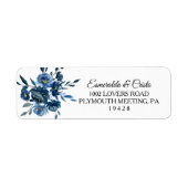 Modern Blue Floral Return Address Label (Front)