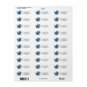 Modern Blue Floral Return Address Label (Full Sheet)
