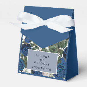 Modern Blue Floral Watercolor Elegant Wedding Favor Boxes