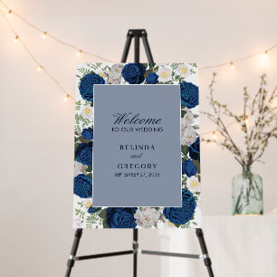 Modern Blue Floral Watercolor Elegant Wedding  Foam Board