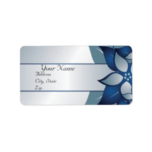 Modern Blue Floral Wedding Avery Label