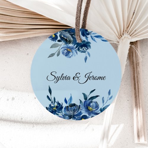 Modern Blue Floral Wedding Envelope Seals