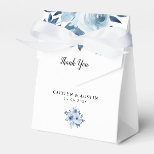 modern blue floral wedding favor box