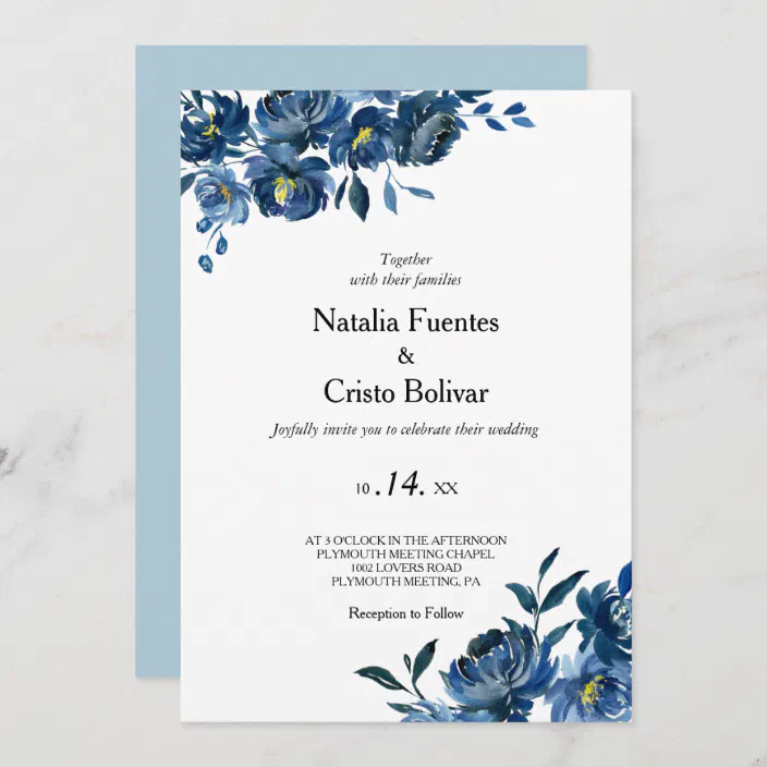 Burgundy and Navy Wedding Invitation printed in White Ink Marsala Dusty Blue Black modern custom quinceanera invite Slate Gray