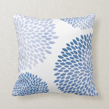 Modern Blue Flower Petals Throw Pillow by AnyTownArt at Zazzle