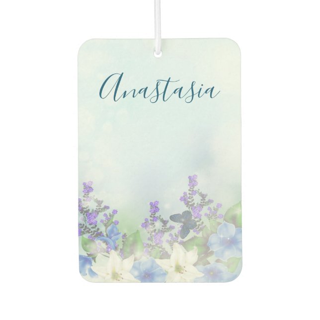 Modern Blue Flowers Air Freshener (Front)