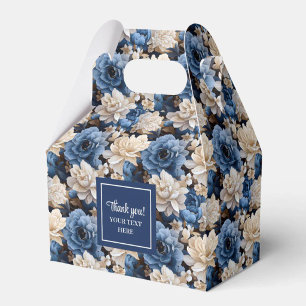 Modern Blue Flowers Personalized Floral Favor Box