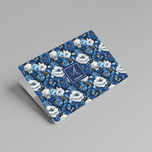 Modern Blue Flowers Personalized Floral Laptop HP Laptop Skin