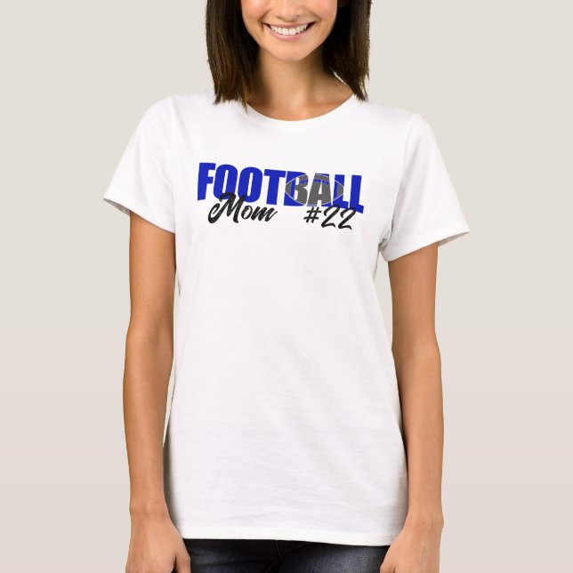 Modern Blue Football Mom T-Shirt (Front)