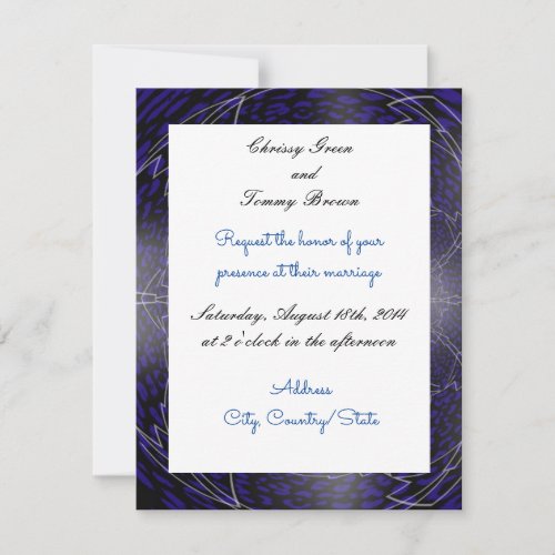 Modern Blue Fractal Wedding Invitation